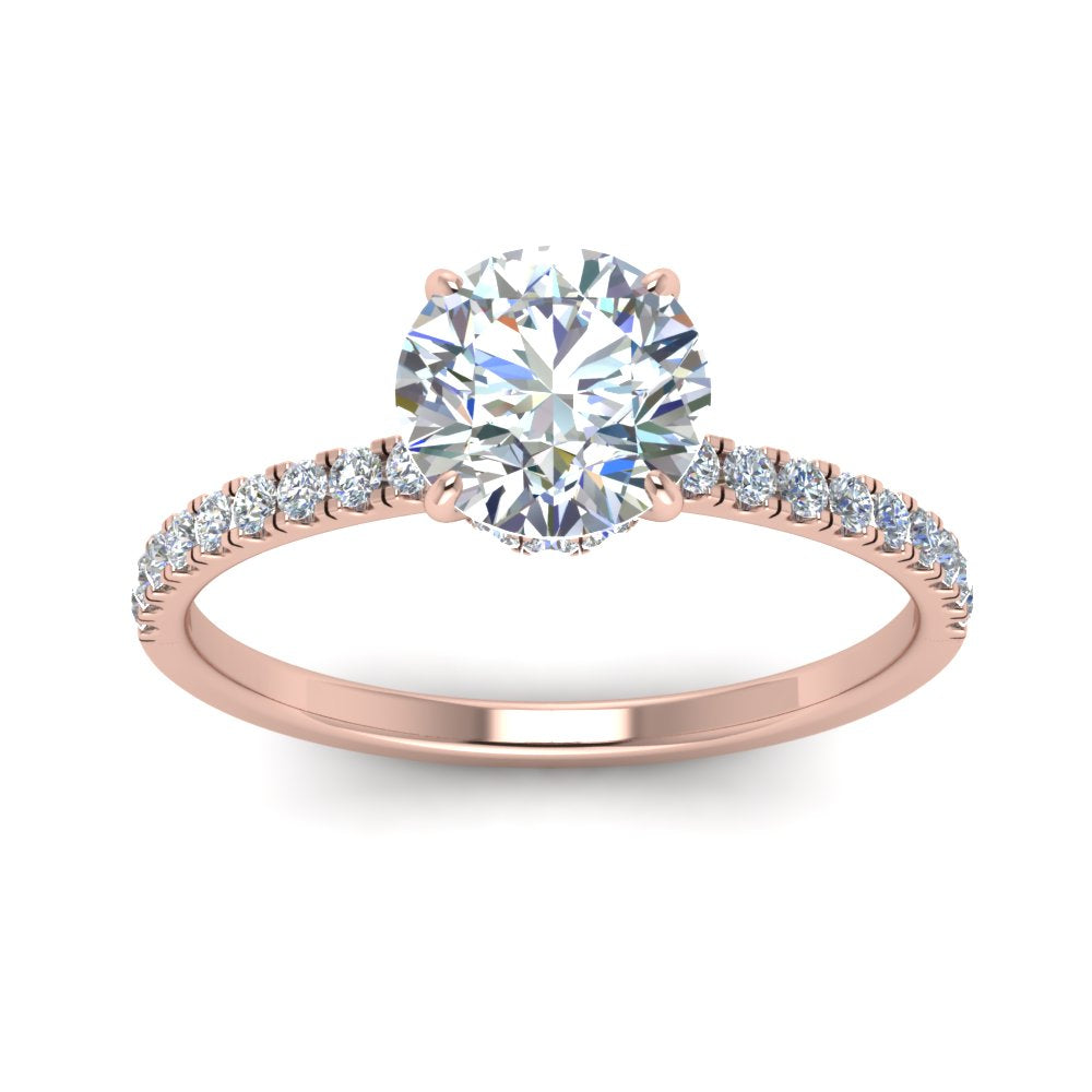 Lab diamond Petite Halo Engagement Rings 14K Gold