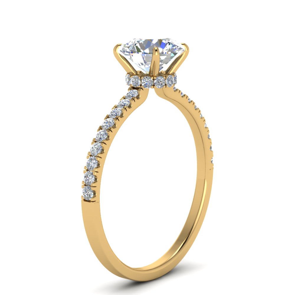 Lab diamond Petite Halo Engagement Rings 14K Gold