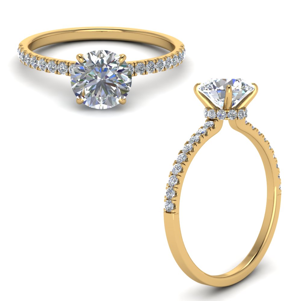 Lab diamond Petite Halo Engagement Rings 14K Gold