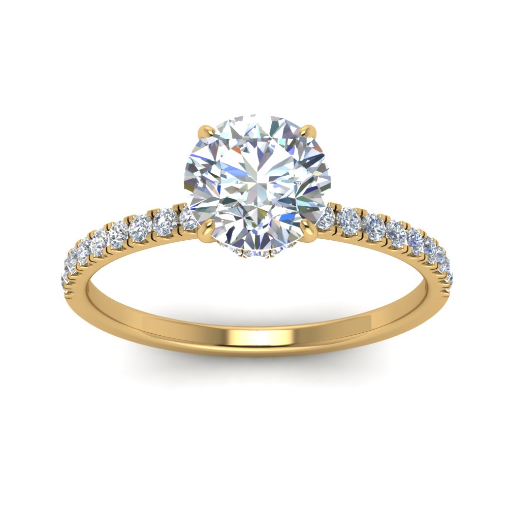 Lab diamond Petite Halo Engagement Rings 14K Gold