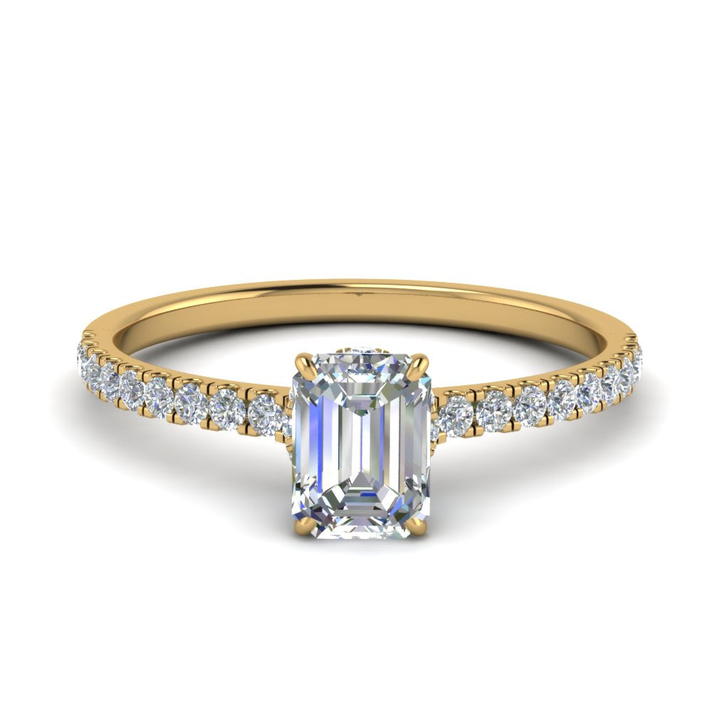 Lab diamond Hidden Halo Engagement Rings 14K Gold