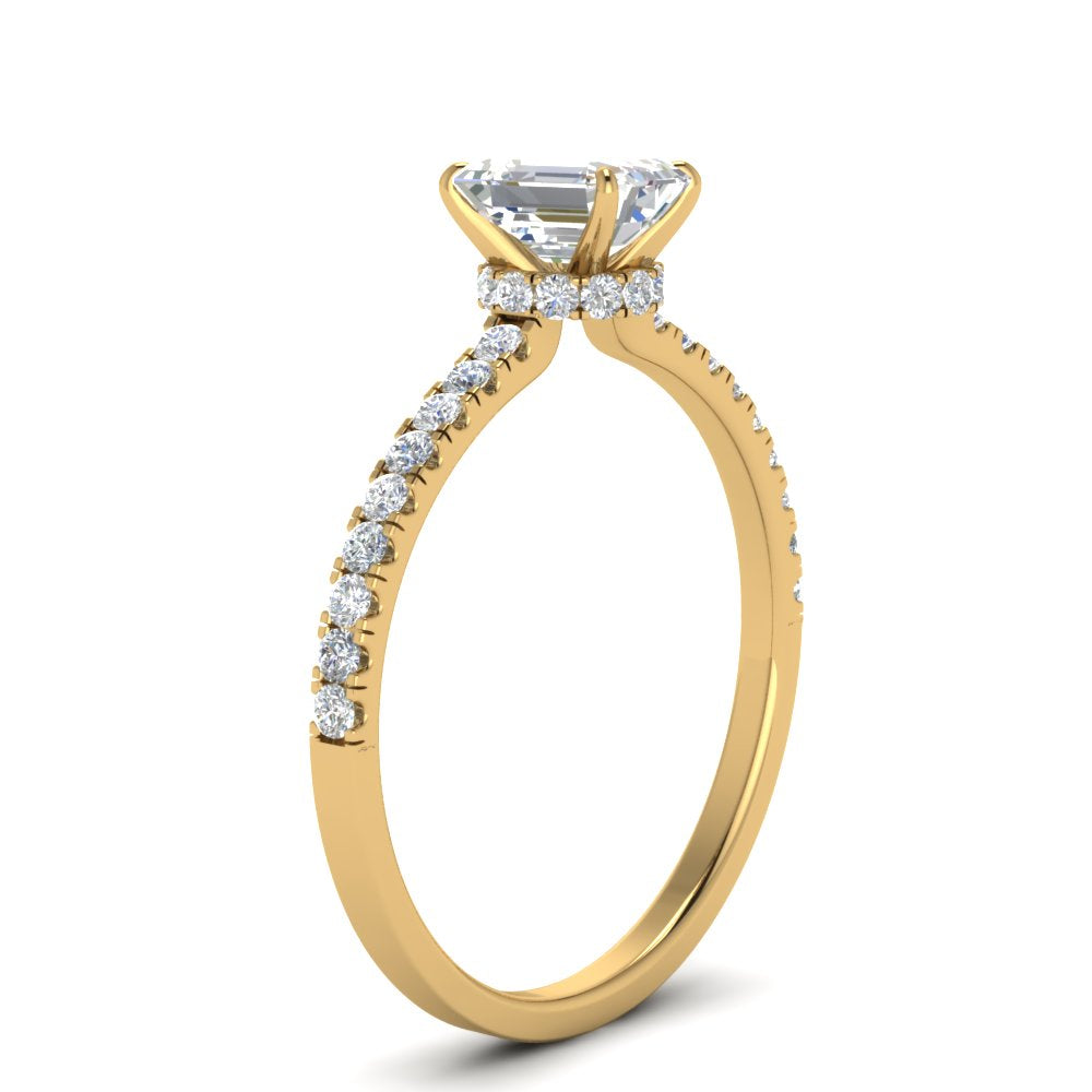 Lab diamond Hidden Halo Engagement Rings 14K Gold