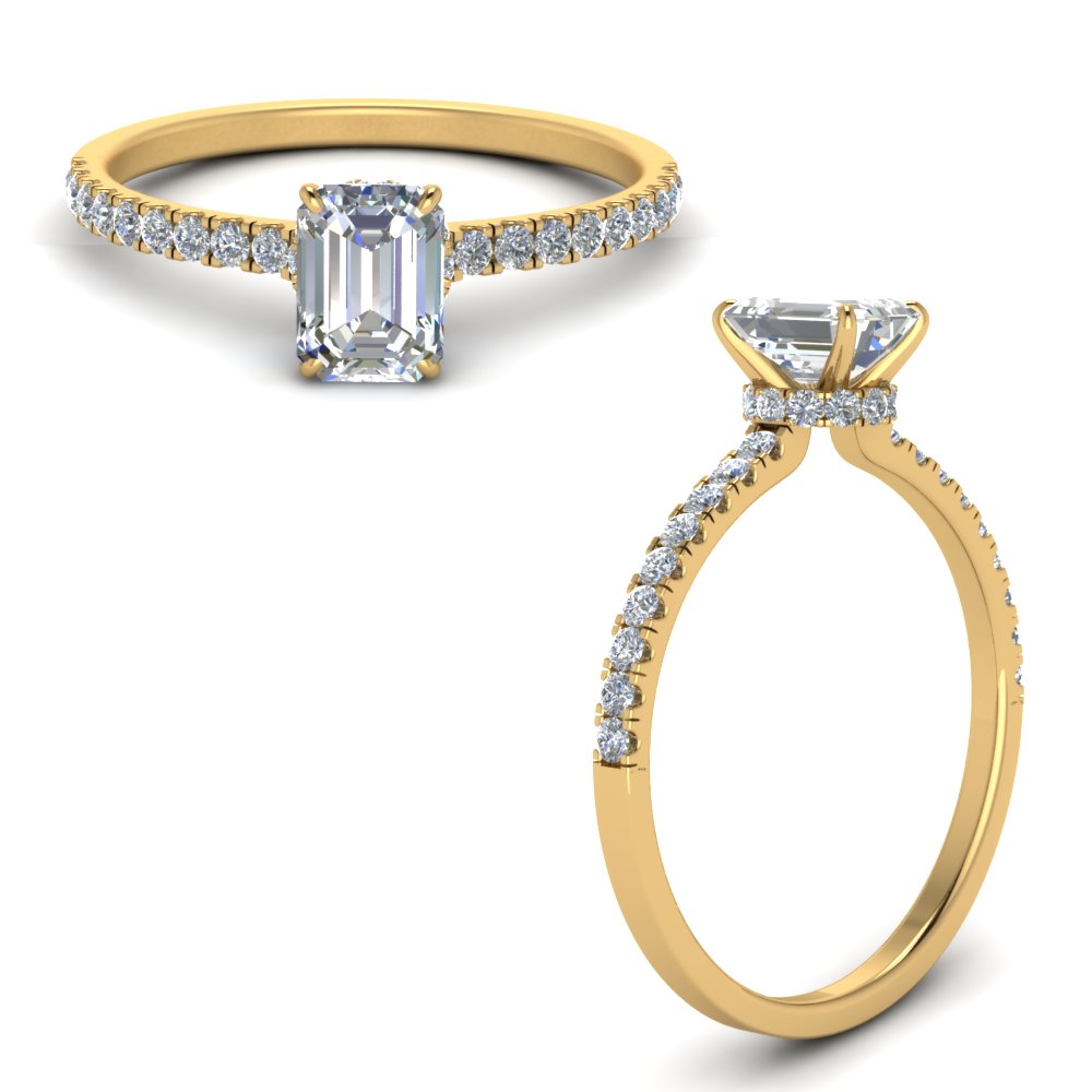 Lab diamond Hidden Halo Engagement Rings 14K Gold