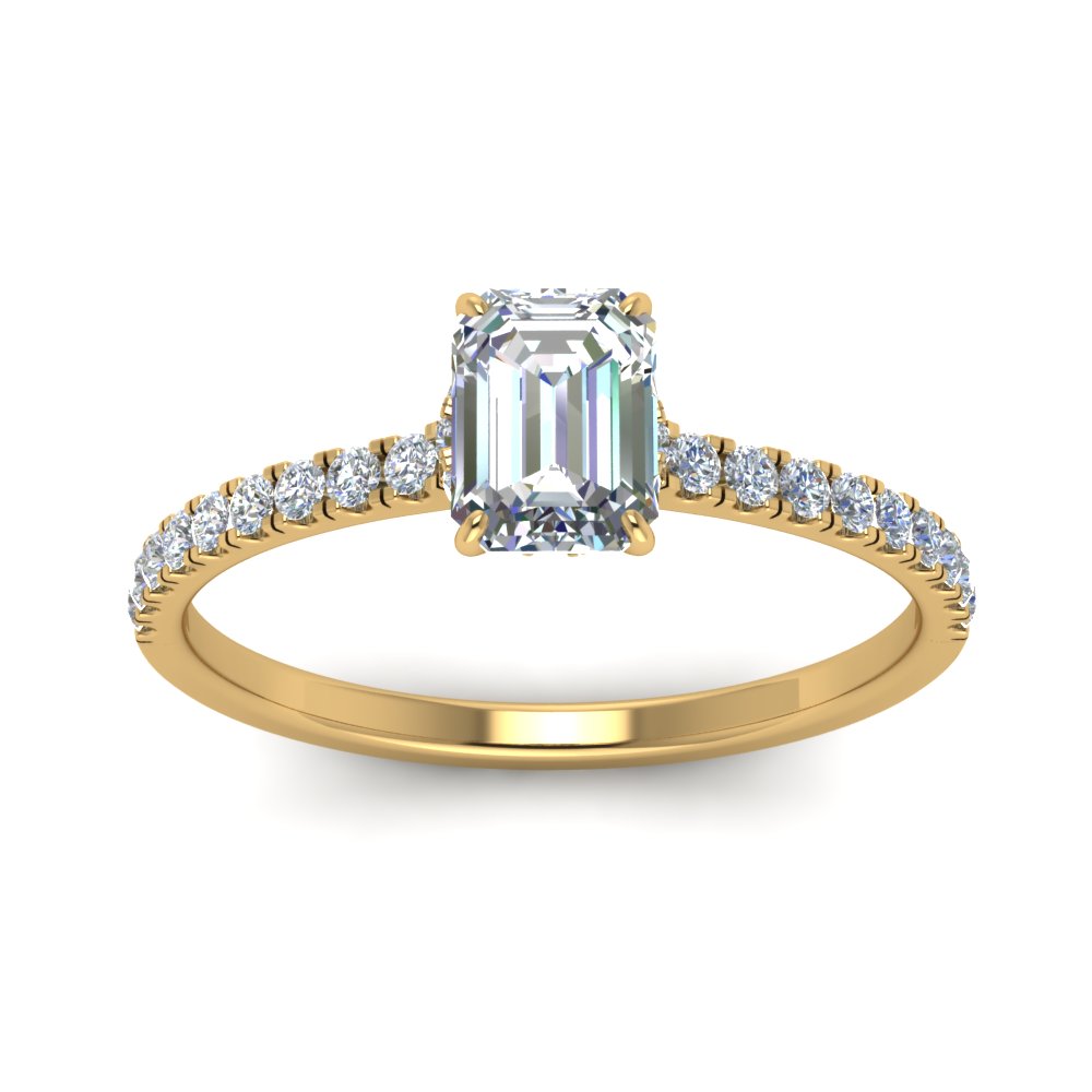 Lab diamond Hidden Halo Engagement Rings 14K Gold