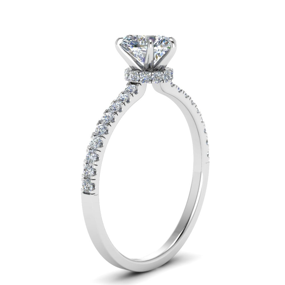 Lab diamond Under Halo Engagement Rings 14K Gold