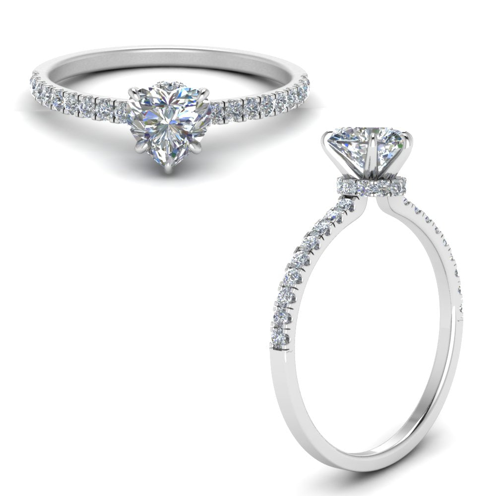 Lab diamond Under Halo Engagement Rings 14K Gold