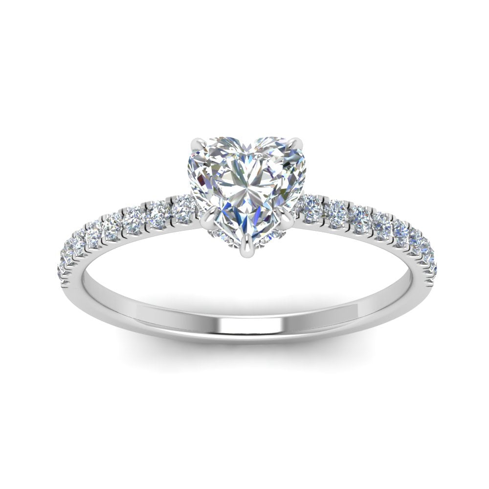 Lab diamond Under Halo Engagement Rings 14K Gold