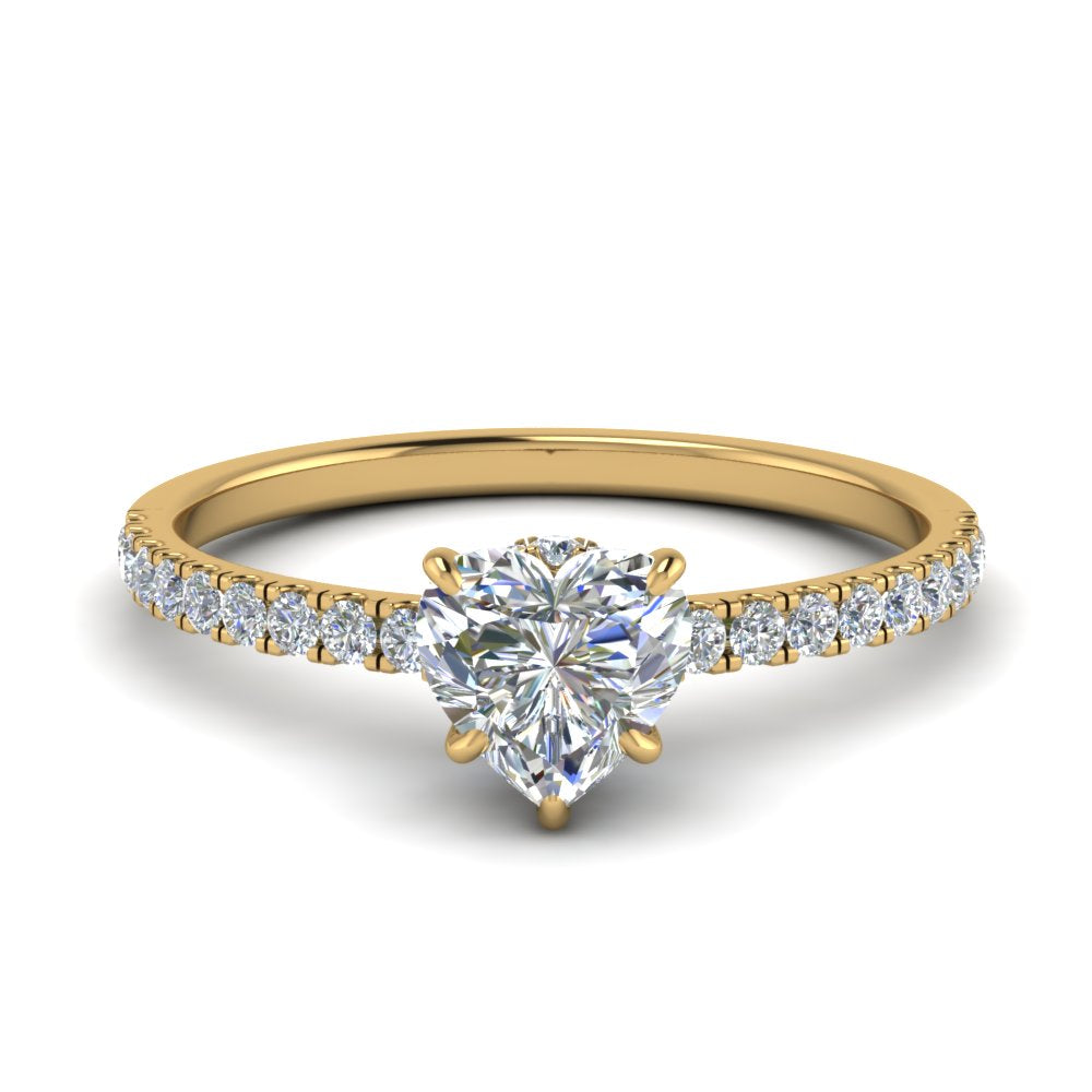 Lab diamond Under Halo Engagement Rings 14K Gold