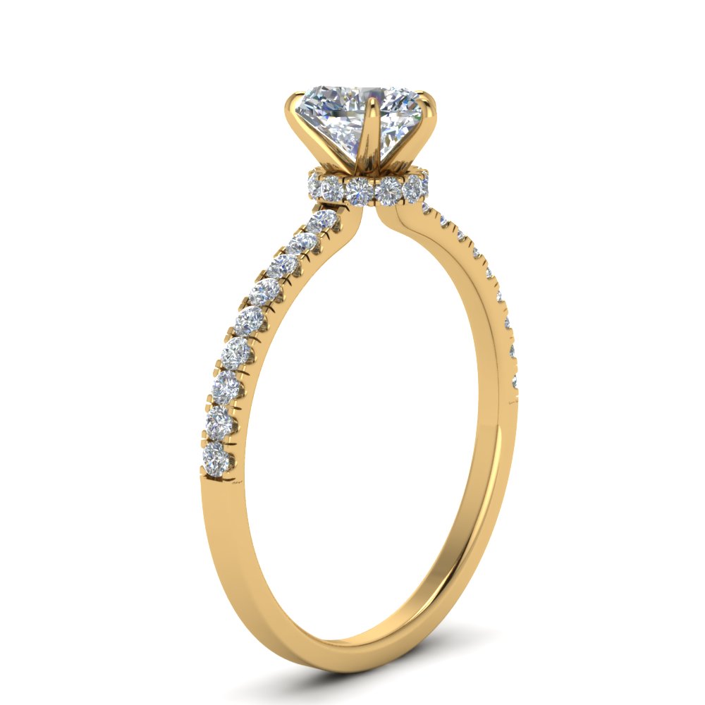 Lab diamond Under Halo Engagement Rings 14K Gold