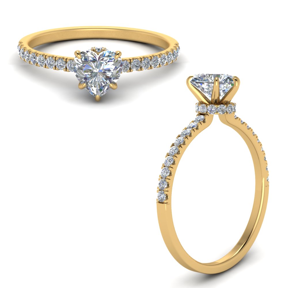 Lab diamond Under Halo Engagement Rings 14K Gold