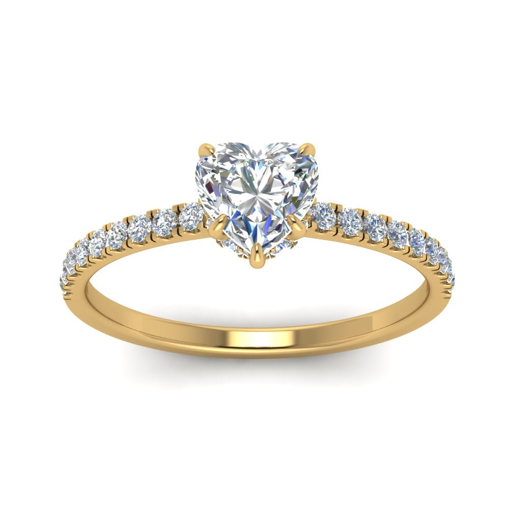 Lab diamond Under Halo Engagement Rings 14K Gold