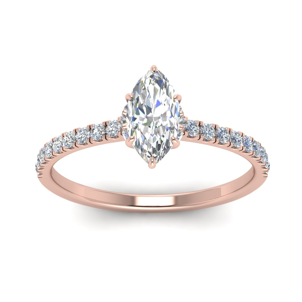 Lab diamond Hidden Halo Engagement Rings 14K Gold