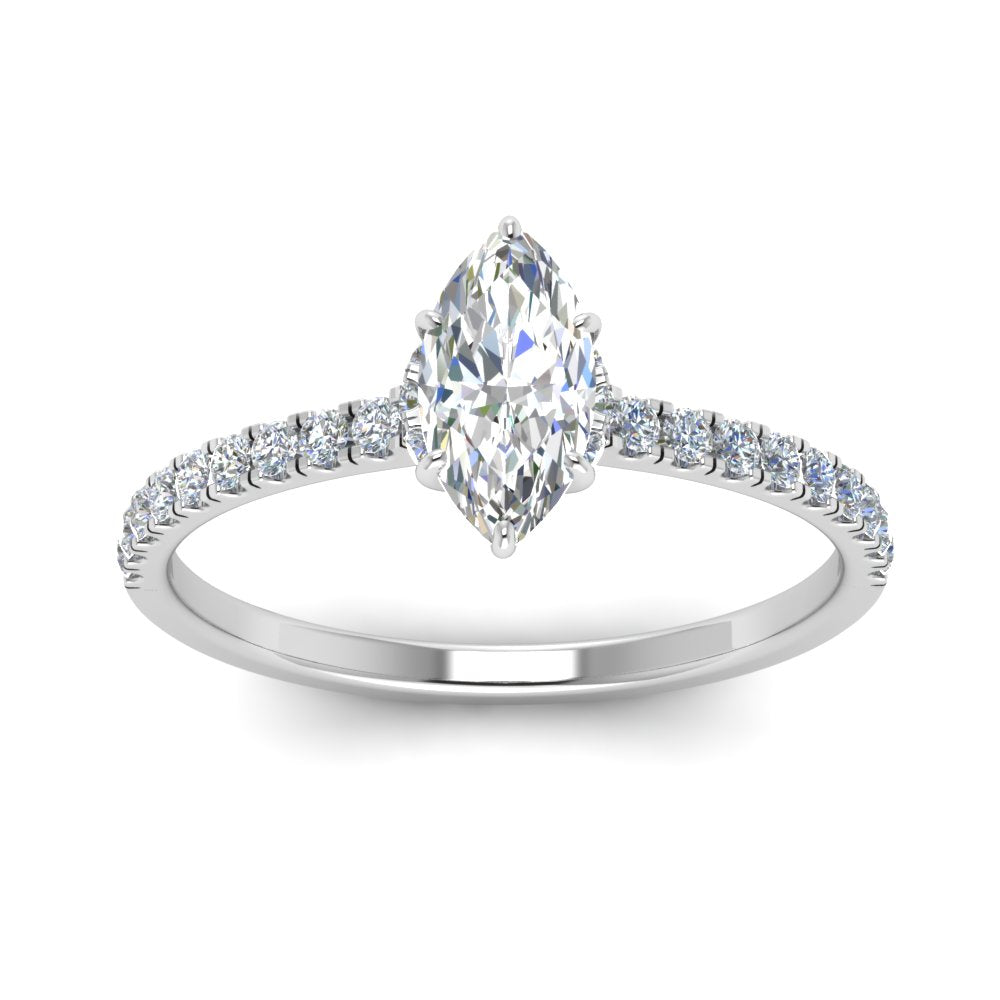 Lab diamond Hidden Halo Engagement Rings 14K Gold