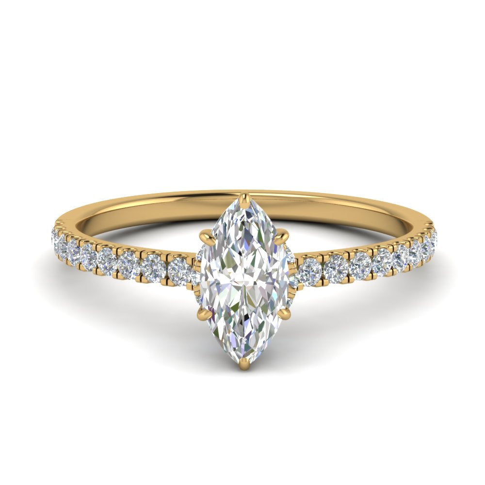 Lab diamond Hidden Halo Engagement Rings 14K Gold