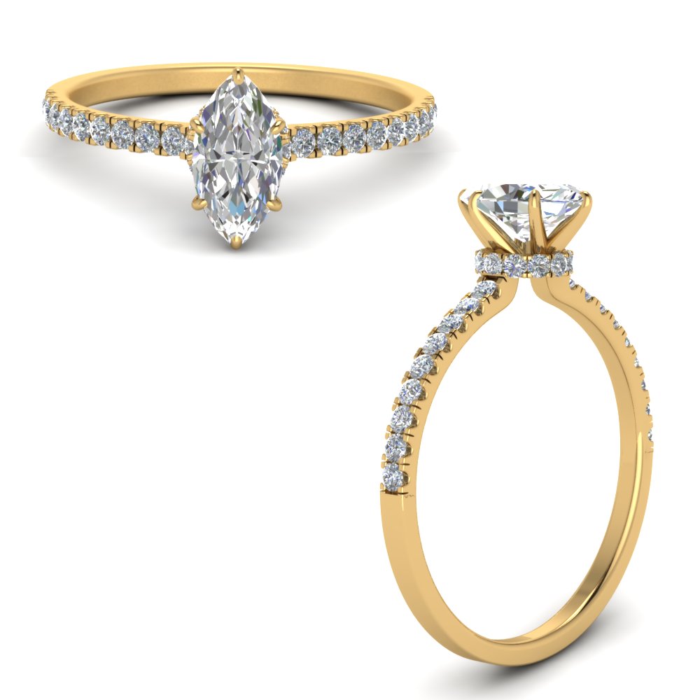 Lab diamond Hidden Halo Engagement Rings 14K Gold