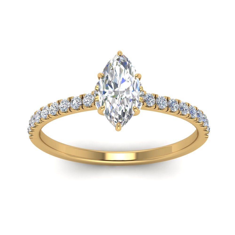 Lab diamond Hidden Halo Engagement Rings 14K Gold