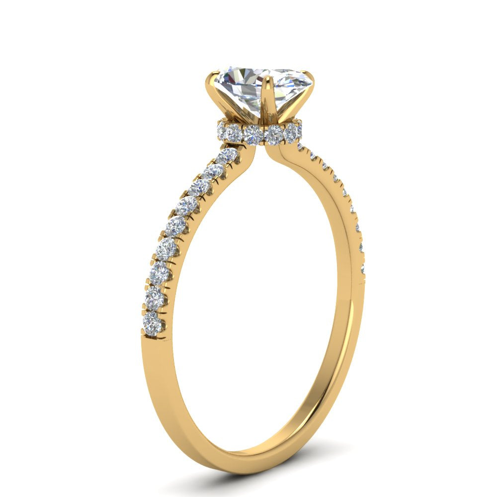 Lab diamond Hidden Halo Engagement Rings 14K Gold