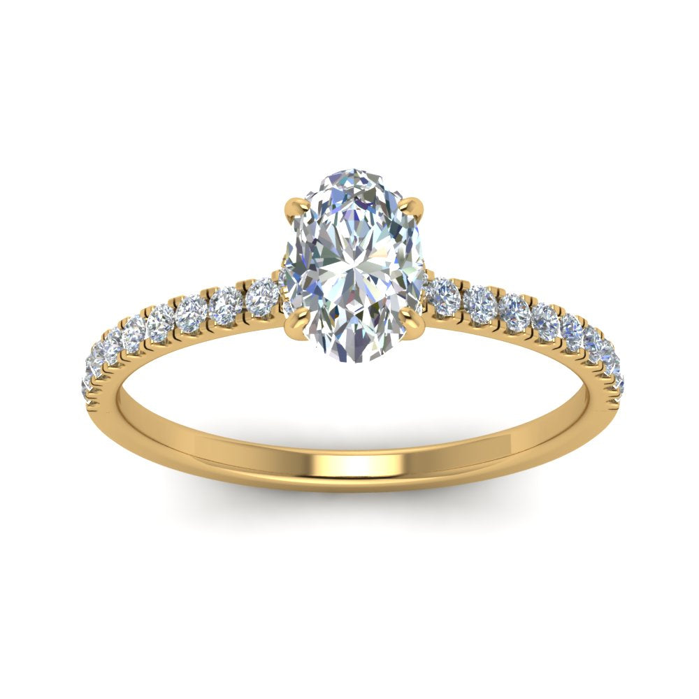 Lab diamond Hidden Halo Engagement Rings 14K Gold