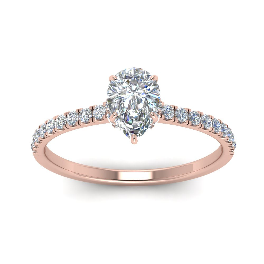 Lab diamond Under Halo Engagement Rings 14K Gold