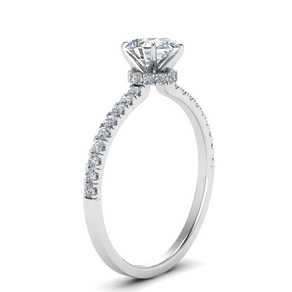 Lab diamond Under Halo Engagement Rings 14K Gold