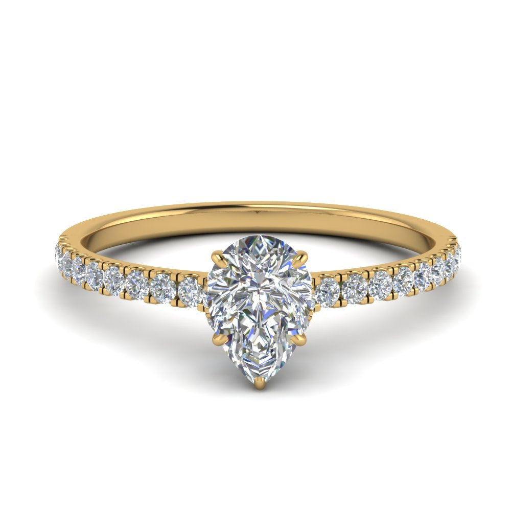 Lab diamond Under Halo Engagement Rings 14K Gold