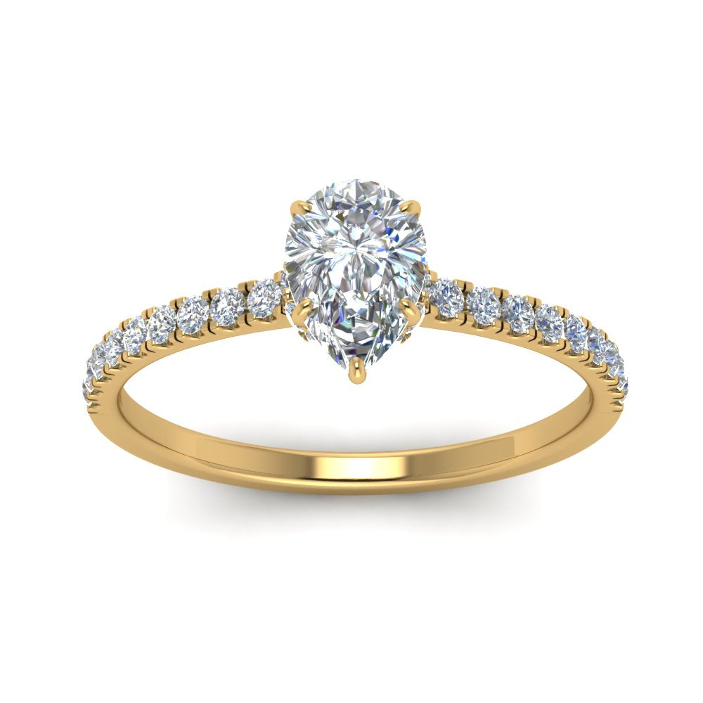 Lab diamond Under Halo Engagement Rings 14K Gold