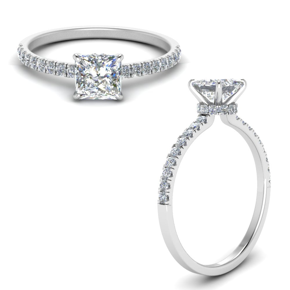 Lab diamond Petite Halo Engagement Rings 14K Gold