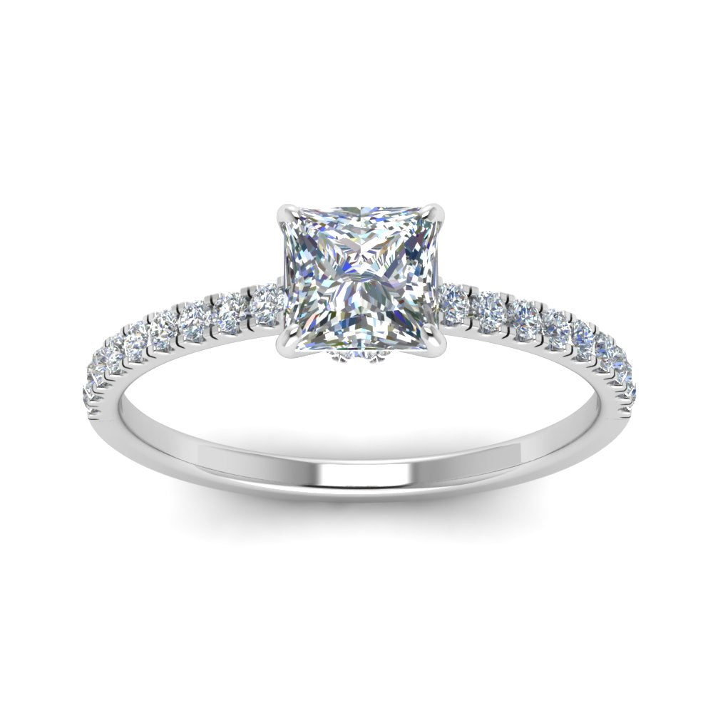 Lab diamond Petite Halo Engagement Rings 14K Gold