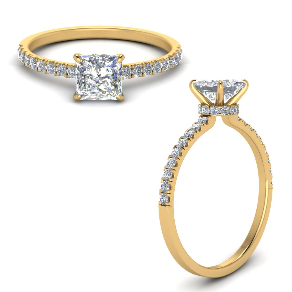 Lab diamond Petite Halo Engagement Rings 14K Gold