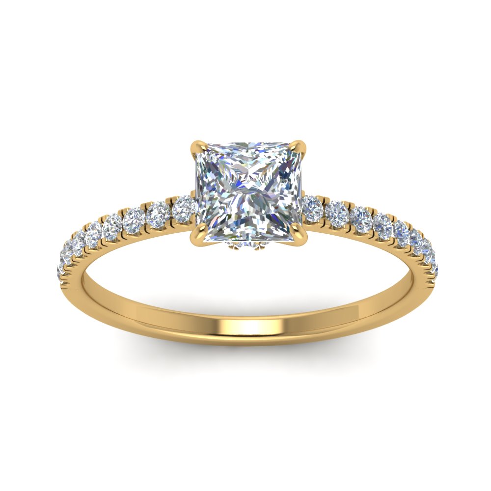 Lab diamond Petite Halo Engagement Rings 14K Gold