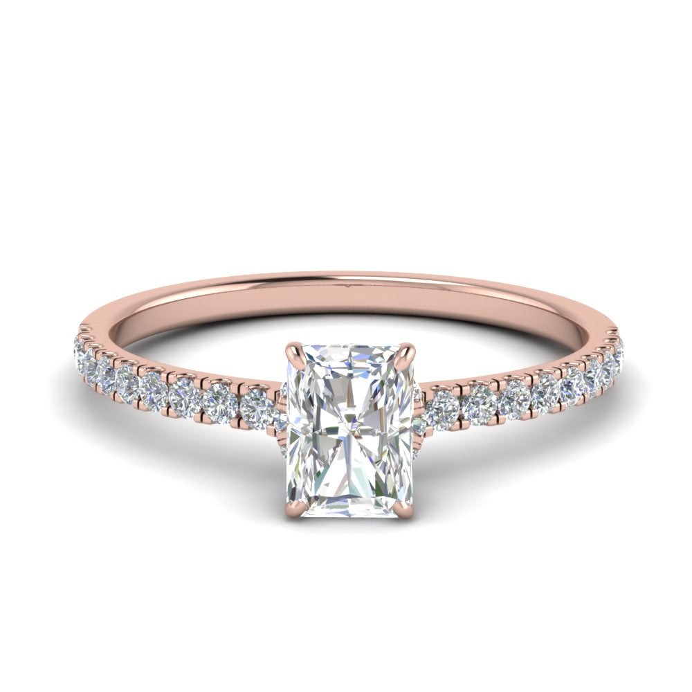 Lab diamond Petite Halo Engagement Rings 14K Gold