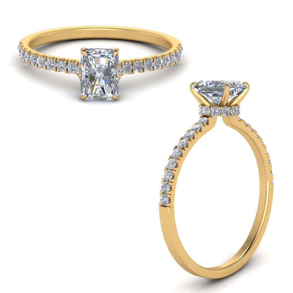 Lab diamond Petite Halo Engagement Rings 14K Gold