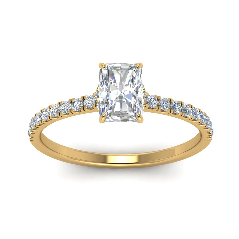 Lab diamond Petite Halo Engagement Rings 14K Gold