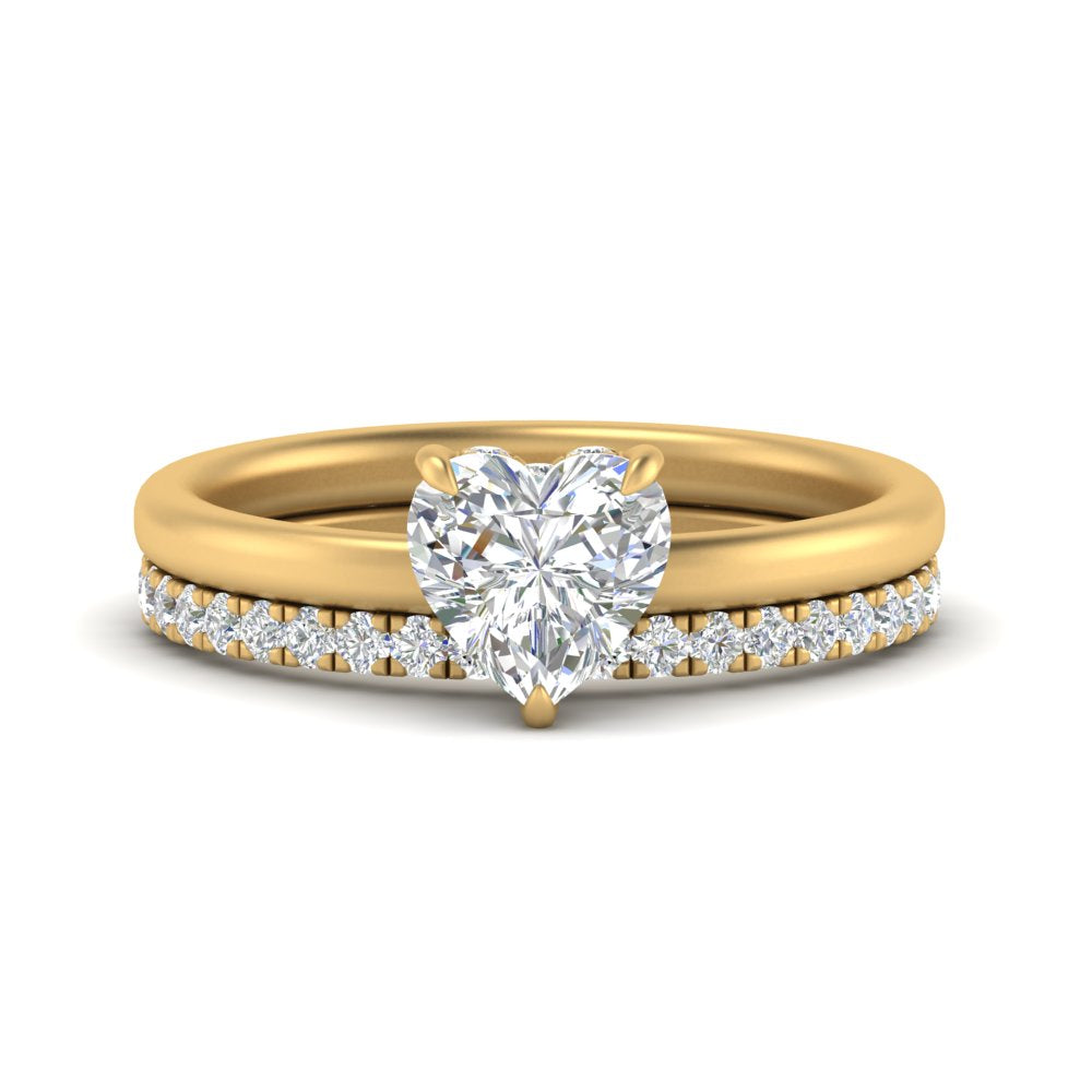 1/2 To 5 Carat Half Eternity Wedding Band with Lab Diamond Hidden Halo Ring 14K Gold