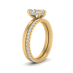 Load image into Gallery viewer, 0.50 To 5 Carat Lab Diamond Hidden Halo Ring With Eternity Wedding Band 14K Gold
