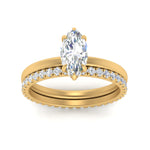 Load image into Gallery viewer, 0.50 To 5 Carat Lab Diamond Hidden Halo Ring With Eternity Wedding Band 14K Gold
