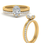 Load image into Gallery viewer, 0.50 To 5 Carat Lab Diamond Hidden Halo Ring With Eternity Wedding Band 14K Gold
