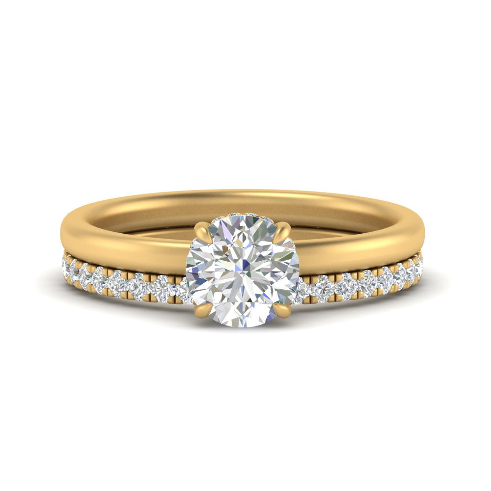 0.50 To 5 Carat Hidden Halo Engagement Ring Wedding Band 14K Gold