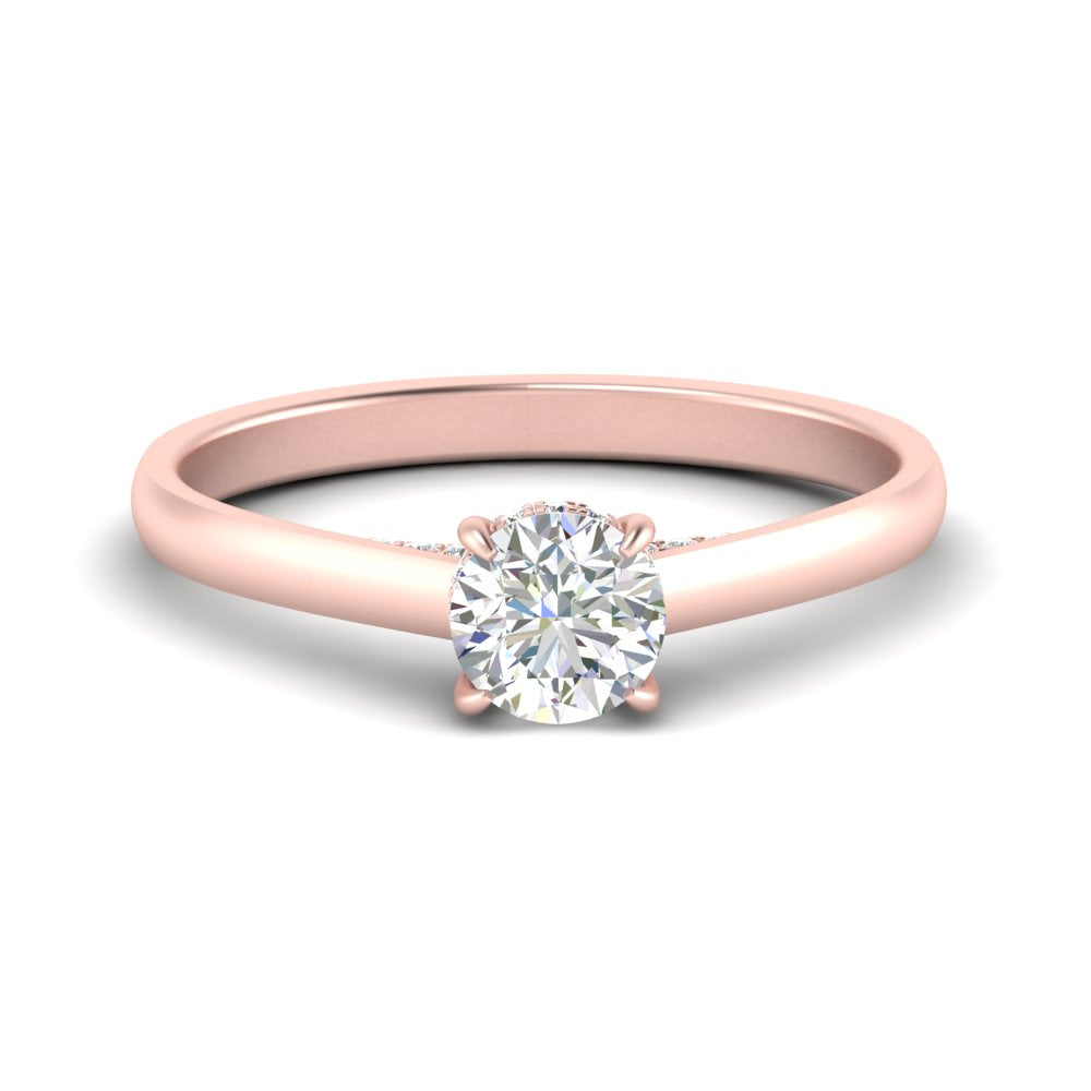 1/2 To 5 Carat IGI Certified Lab Grown Diamond Under Halo Round Engagement Ring 14K Gold