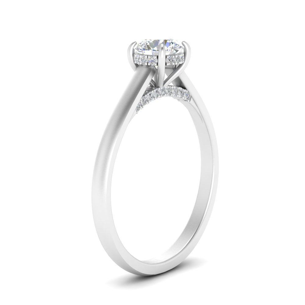 1/2 To 5 Carat IGI Certified Lab Grown Diamond Under Halo Round Engagement Ring 14K Gold