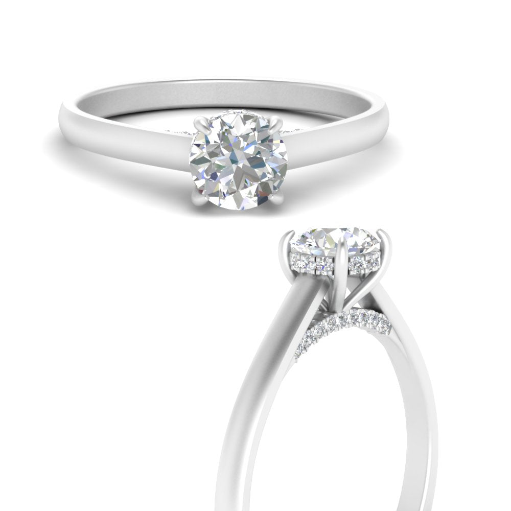 1/2 To 5 Carat IGI Certified Lab Grown Diamond Under Halo Round Engagement Ring 14K Gold