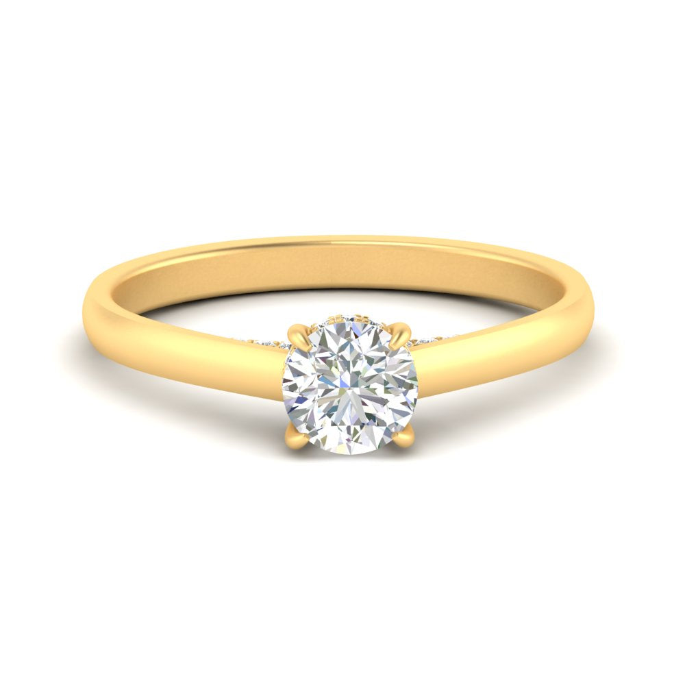 1/2 To 5 Carat IGI Certified Lab Grown Diamond Under Halo Round Engagement Ring 14K Gold