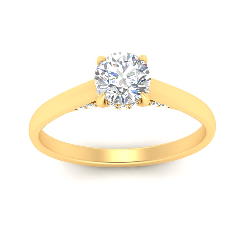 1/2 To 5 Carat IGI Certified Lab Grown Diamond Under Halo Round Engagement Ring 14K Gold