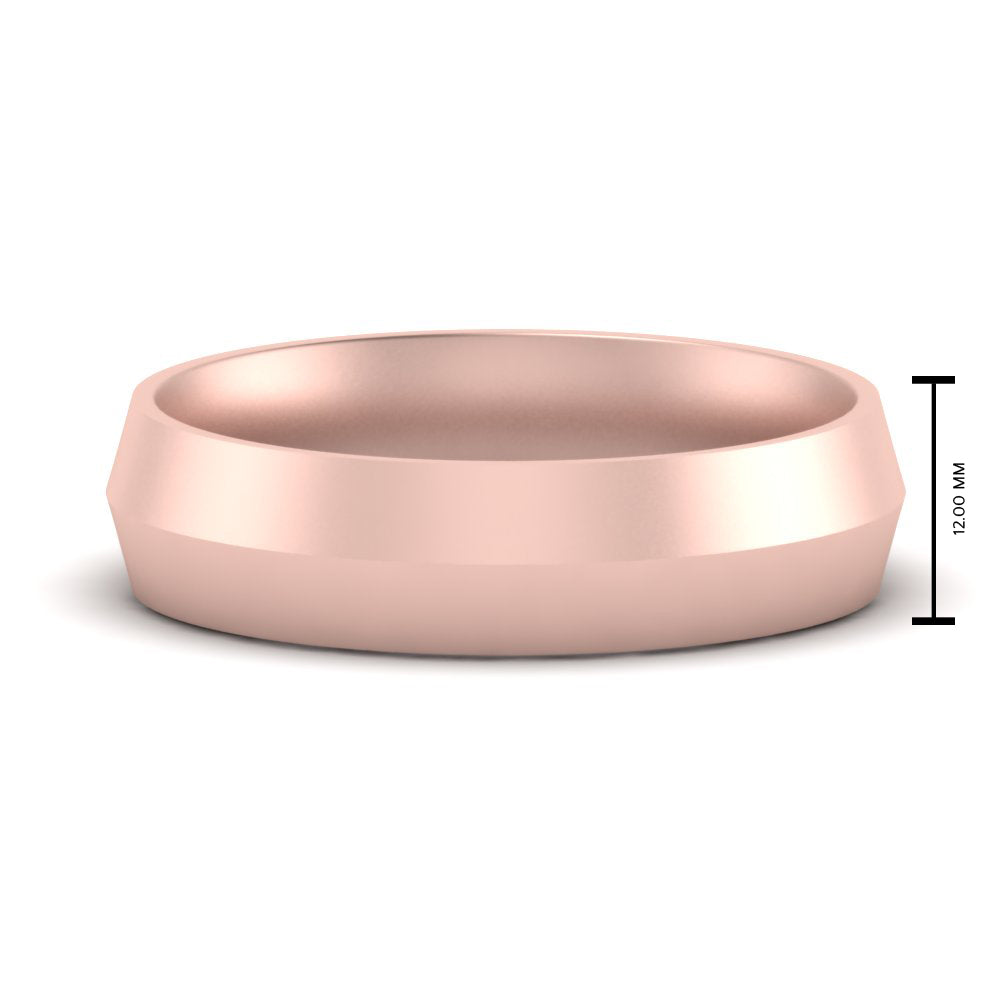 12 MM Comfort Fit Knife Edge Stack Mens Band In 14k Rose Gold | Cuts & Carat