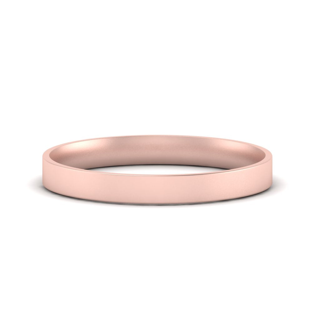 Comfort Fit Light Weight Flat Stacking Mens Band In 14K Rose Gold | Cuts & Carat