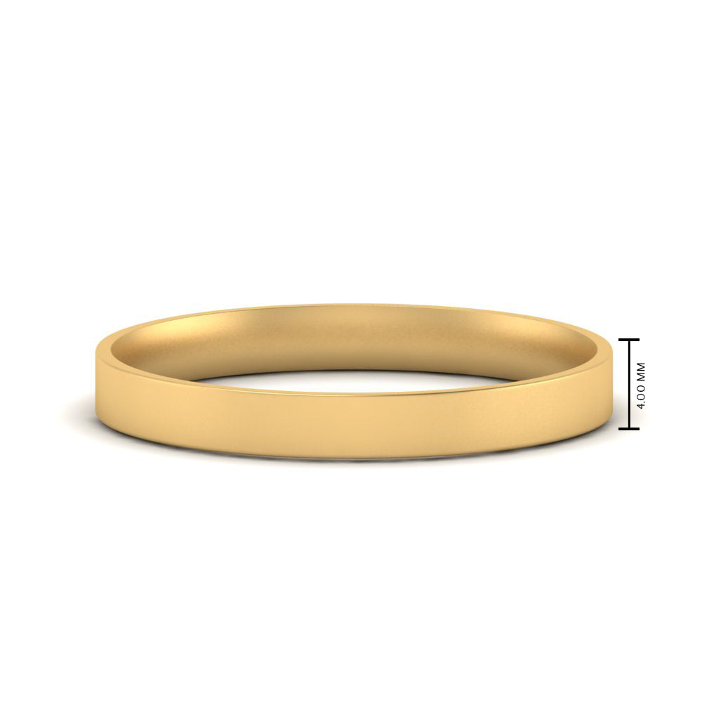 Comfort Fit Light Weight Flat Stacking Mens Band In 14K Yellow Gold | Cuts & Carat