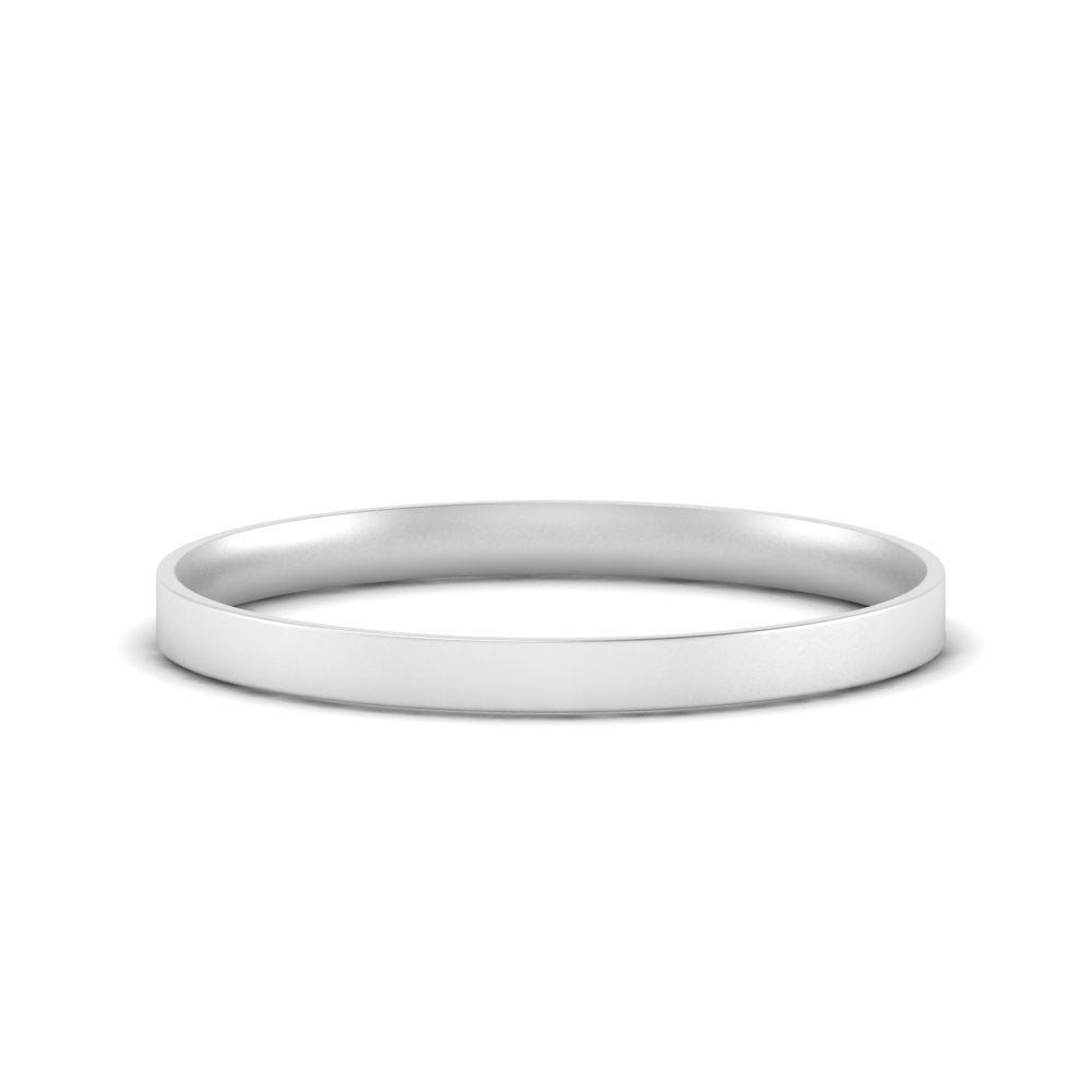 Comfort Fit Light Weight Flat Stacking Mens Band In 14K White Gold | Cuts & Carat