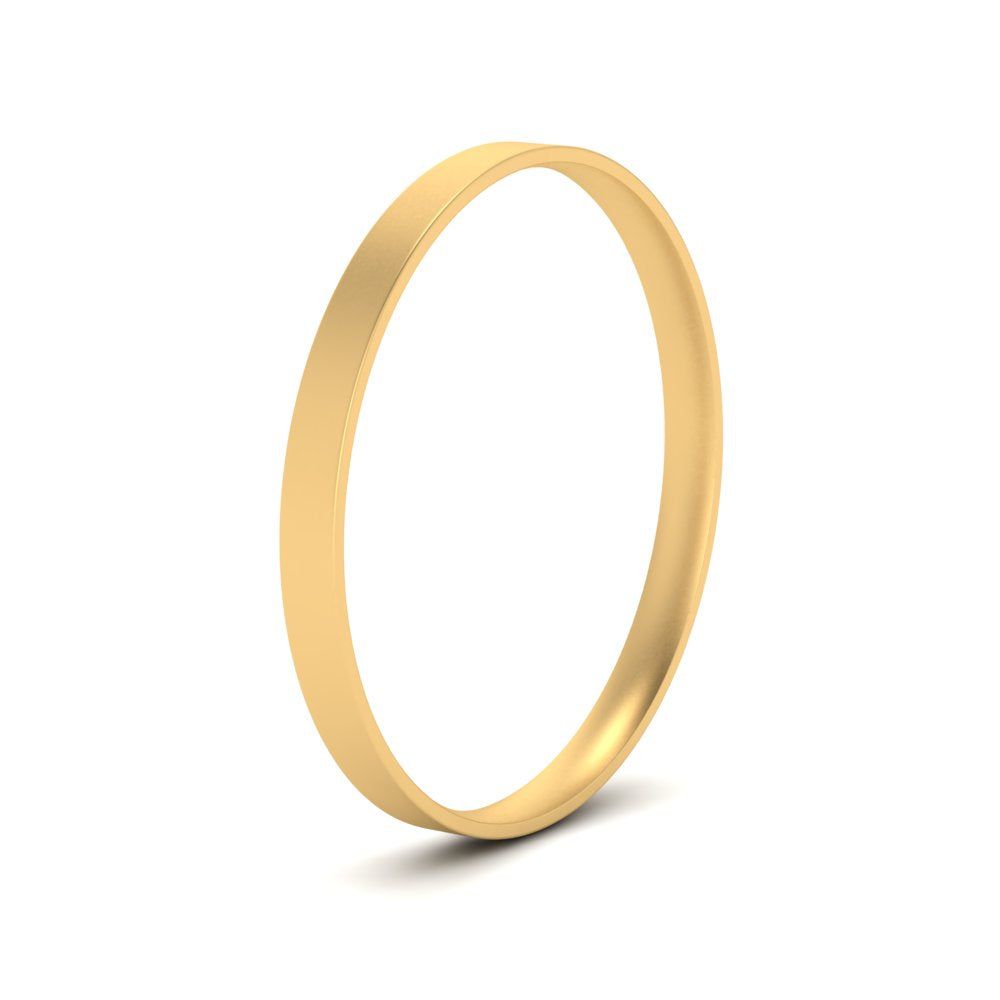 Comfort Fit Light Weight Flat Stacking Mens Band In 14K Yellow Gold | Cuts & Carat