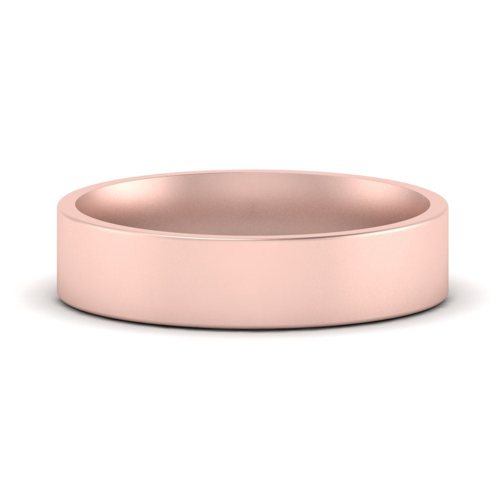 Comfort Fit Light Weight Flat Stacking Mens Band In 4K Rose Gold | Cuts & Carat