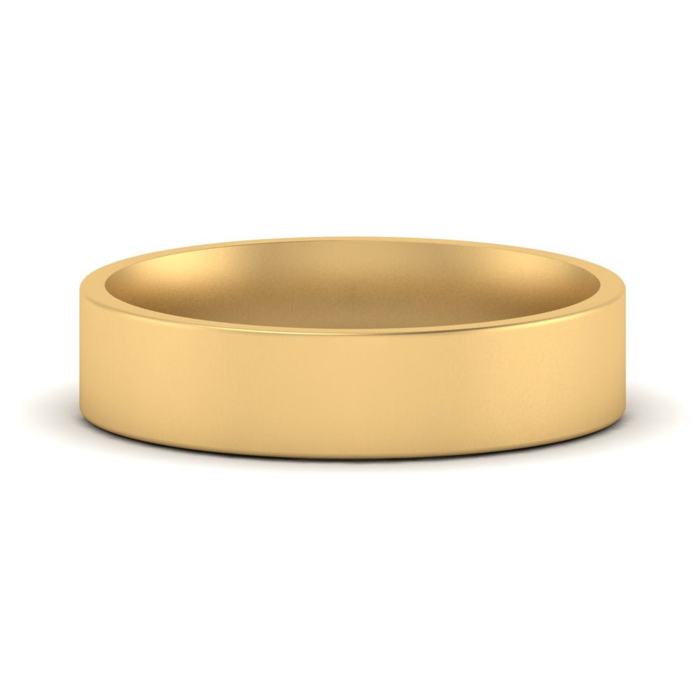 Comfort Fit Light Weight Flat Stacking Mens Band In 4K Yellow Gold | Cuts & Carat